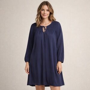 Old Navy Dress Womens Medium‎ Blue Long Sleeve Smocked Chambray New